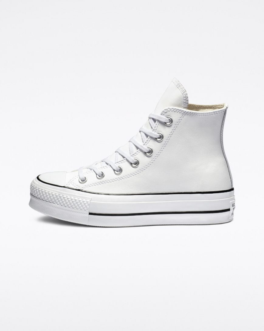 Women's Converse Chuck Taylor All Star Lift Leather High Top Platform Shoes White / Black / White | AU 39E14K